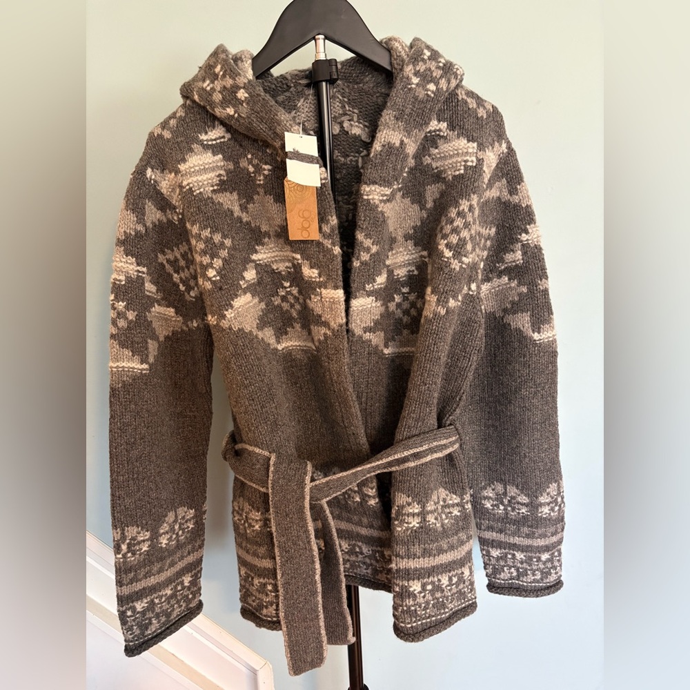GAP Vintage NWT Wool Knit by Hand Fair Isle Nordic Aztec Cardigan Sweater XXL